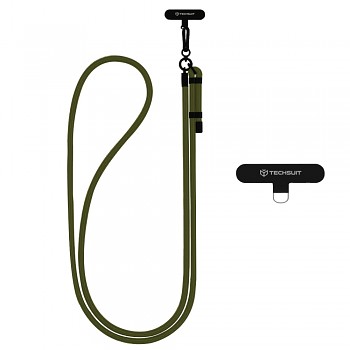 Techsuit Rope Crossbody Strap RCS1-06 pro telefony karabina nylon mechově zelená