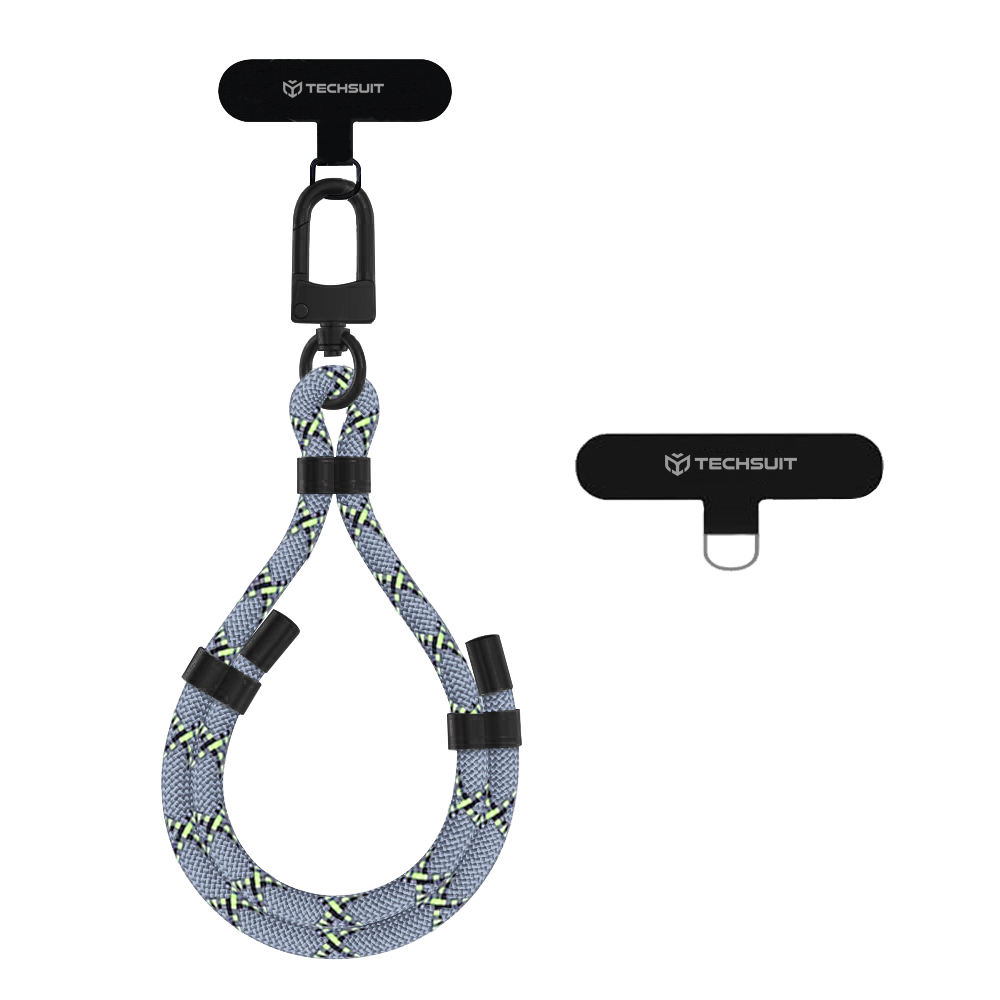 Levně Techsuit - popruh na zápěstí RWS1-12 pro telefony karabina nylon odolný nastavitelný univerzální matný web