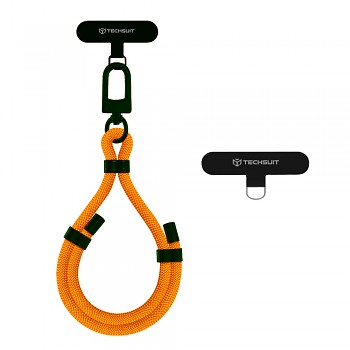 Techsuit Rope Wrist Strap RWS1-03 pro telefony karabina nylon oranžová