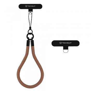 Techsuit RWS2-72 popruh na zápěstí pro telefony s klíčenkou kakaový lanýž