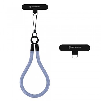 Techsuit - popruh na zápěstí pro telefony s klíčenkou nylonový odolný univerzální matná obloha