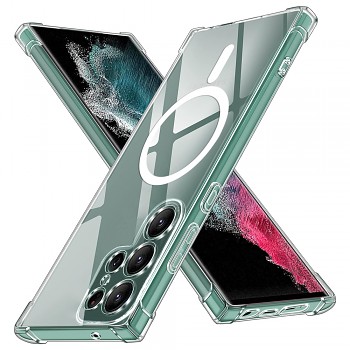 Techsuit Shockproof průhledný silikonový MagSafe pro Samsung Galaxy S22 Ultra 5G průhledný