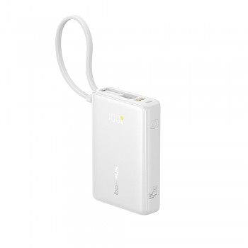 Baseus Power Bank PicoGo 10000mAh 45W s vestavěným Type-C kabelem bílá