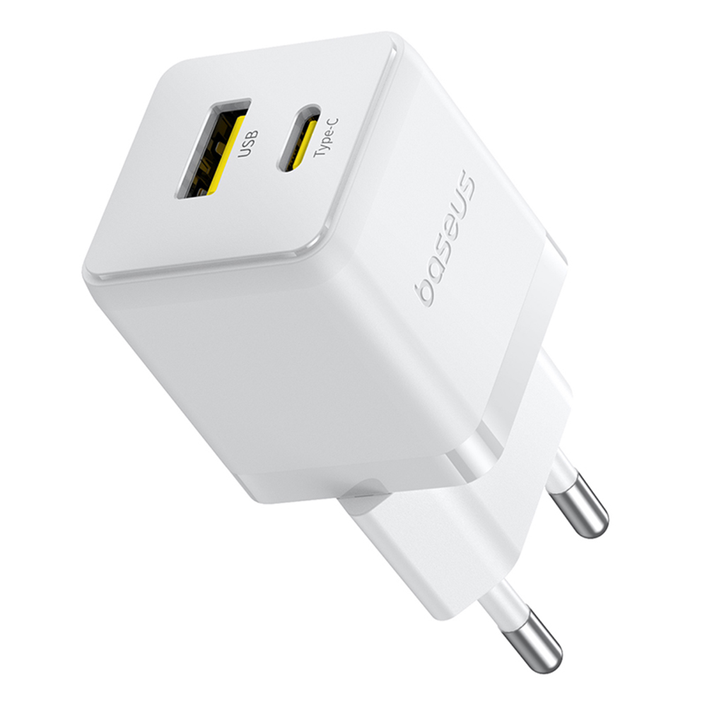 Levně Baseus Wall Charger Palm 30W Rychlonabíječka 2v1 USB Type-C Měsíční bílá