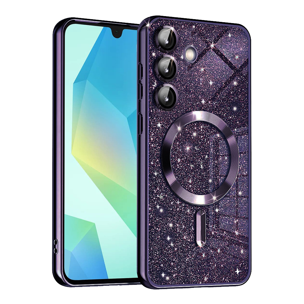 Levně Techsuit Luxury Glitter MagSafe pro Samsung Galaxy A16 4G / A16 5G tmavě fialová