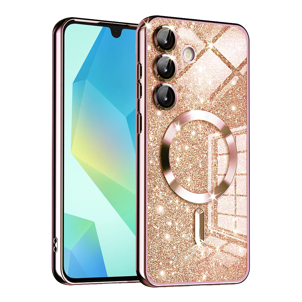 Levně Techsuit Luxury Glitter MagSafe pro Samsung Galaxy A16 4G / A16 5G růžově zlatá