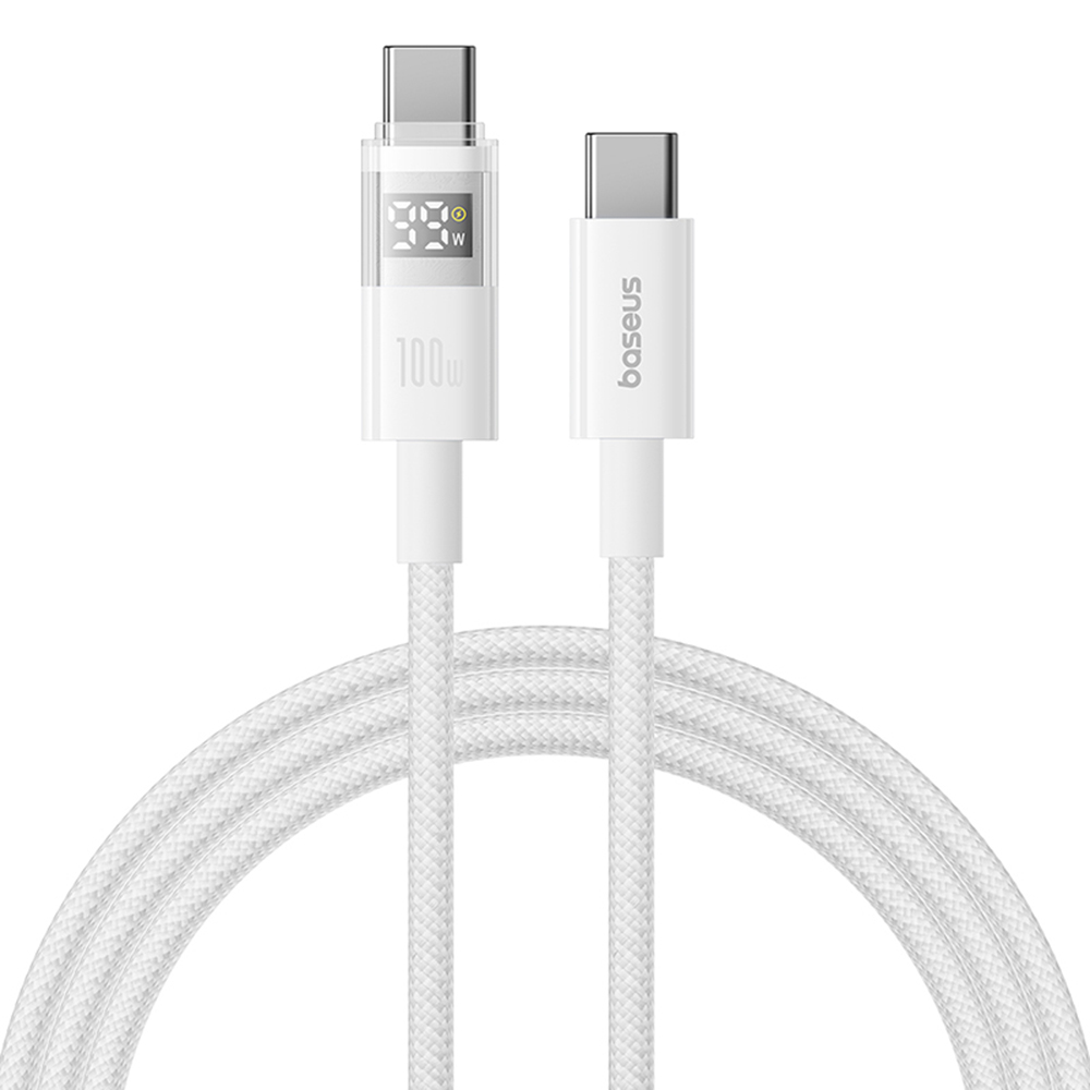 Levně Baseus Data Cable Display 2 Rychlonabíjecí Type-C na Type-C 100W 1m Měsíční bílá