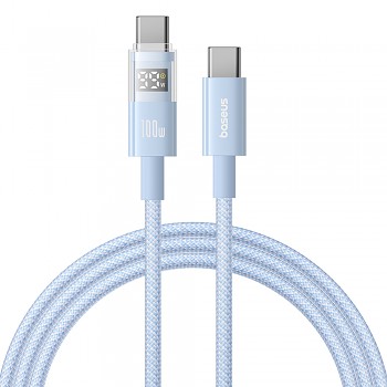Baseus Data Cable Display 2 Rychlonabíjecí Type-C na Type-C Digitální displej 100W 1m modrá Galaxy
