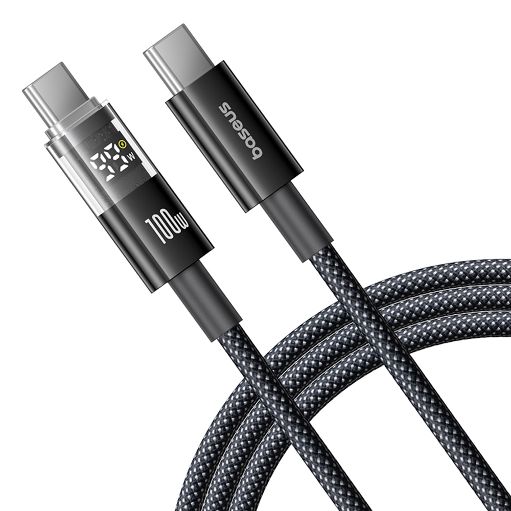 Levně Baseus Data Cable Display 2 Rychlonabíjecí Type-C na Type-C 100W 1m Kosmická černá