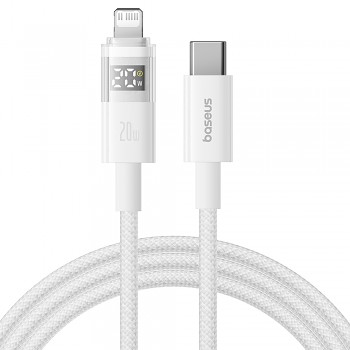 Baseus Data Cable Display 2 Rychlonabíjecí Type-C na Lightning Digitální displej 20W 2m Měsíční bílá
