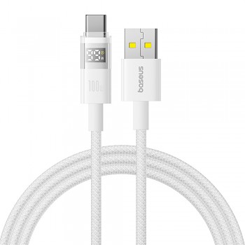 Baseus Data Cable Display 2 USB na Type-C Digitální Displej 100W 2m Měsíční Bílá
