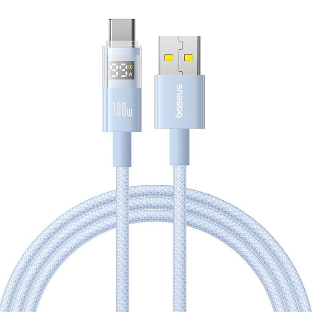 Levně Baseus Data Cable Display 2 Rychlonabíjecí USB na Type-C Digitální displej 100W 2m Galaxy modrá