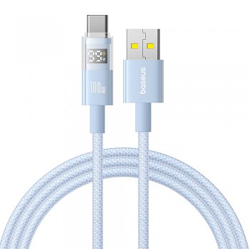 Baseus Data Cable Display 2 Rychlonabíjecí USB na Type-C Digitální displej 100W 2m Galaxy modrá