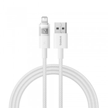 Baseus Data Cable Display 2 USB na Lightning Rychlé nabíjení Digitální displej 2.4A 2m Měsíční bílá