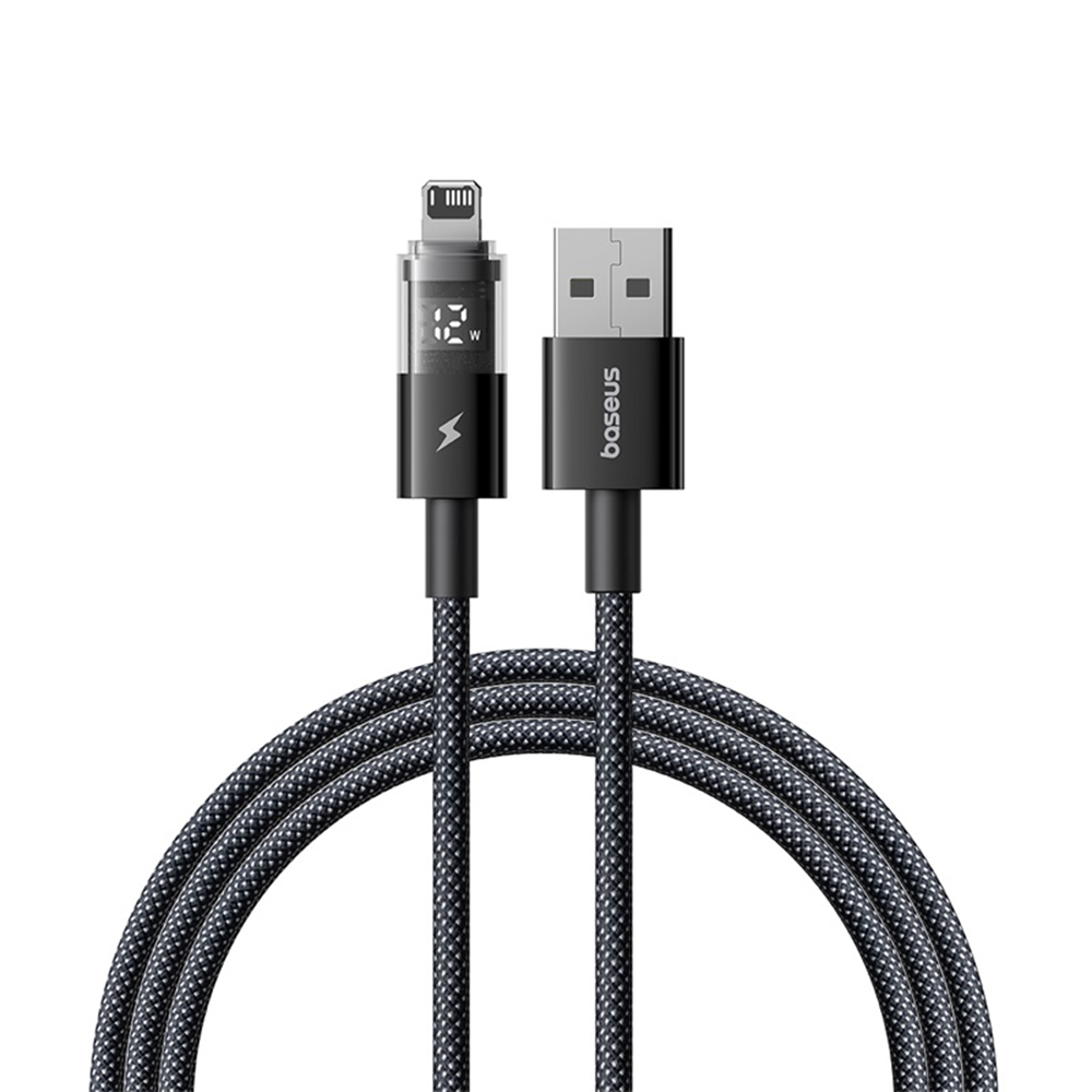Baseus Data Cable Display 2 USB na Lightning Rychlé nabíjení Digitální displej 2.4A 2m Kosmická černá