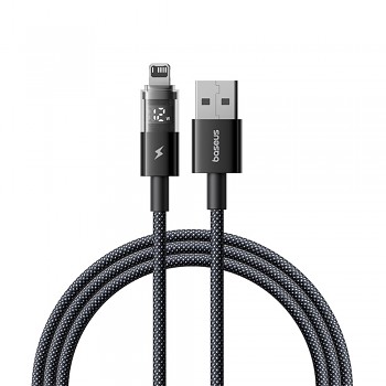 Baseus Data Cable Display 2 USB na Lightning Rychlé nabíjení Digitální displej 2.4A 2m Kosmická černá