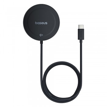 Baseus Magnetic Wireless Charger Simple Mini4 s držákem USB-C Qi2 15W 1m kosmická černá