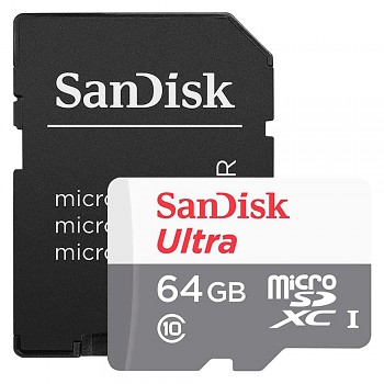 SanDisk paměťová karta s adaptérem MicroSDXC 64GB Class 10 100MB/s UHS-I U1 bílá