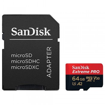 SanDisk Memory Card Extreme Pro s adaptérem MicroSDXC 64GB červená
