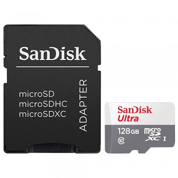 SanDisk paměťová karta Ultra s adaptérem Micro SDXC 128GB bílá