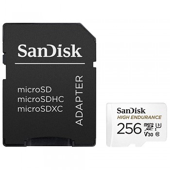 SanDisk paměťová karta High Endurance s adaptérem MicroSDXC 256GB bílá