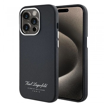 Karl Lagerfeld Hardcase Leather Hotel iPhone 15 Pro Max růžová
