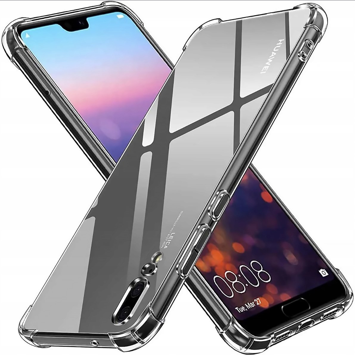 Levně Techsuit Shockproof průhledný silikon Huawei P20 průhledný
