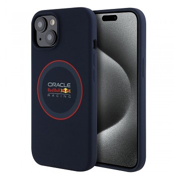 Red Bull Racing silikonový červený kryt MagSafe iPhone 15 námořnická modrá