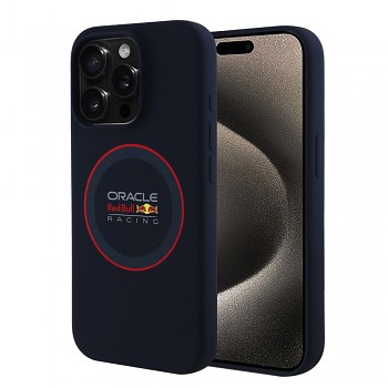 Red Bull Racing silikonový červený kryt MagSafe iPhone 15 Pro námořnická modrá