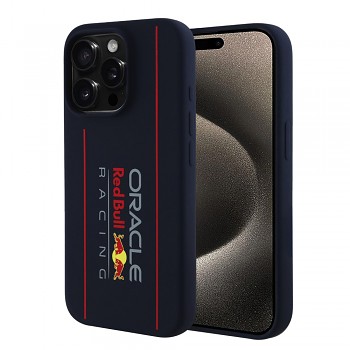 Red Bull Racing silikonové pouzdro s logem MagSafe iPhone 15 Pro námořnická modrá