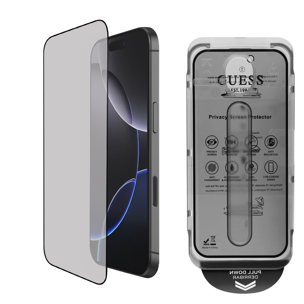 Levně Guess Privacy 2.5D Outline GUTGP16LBOKGCIP pro iPhone 16 Pro černá