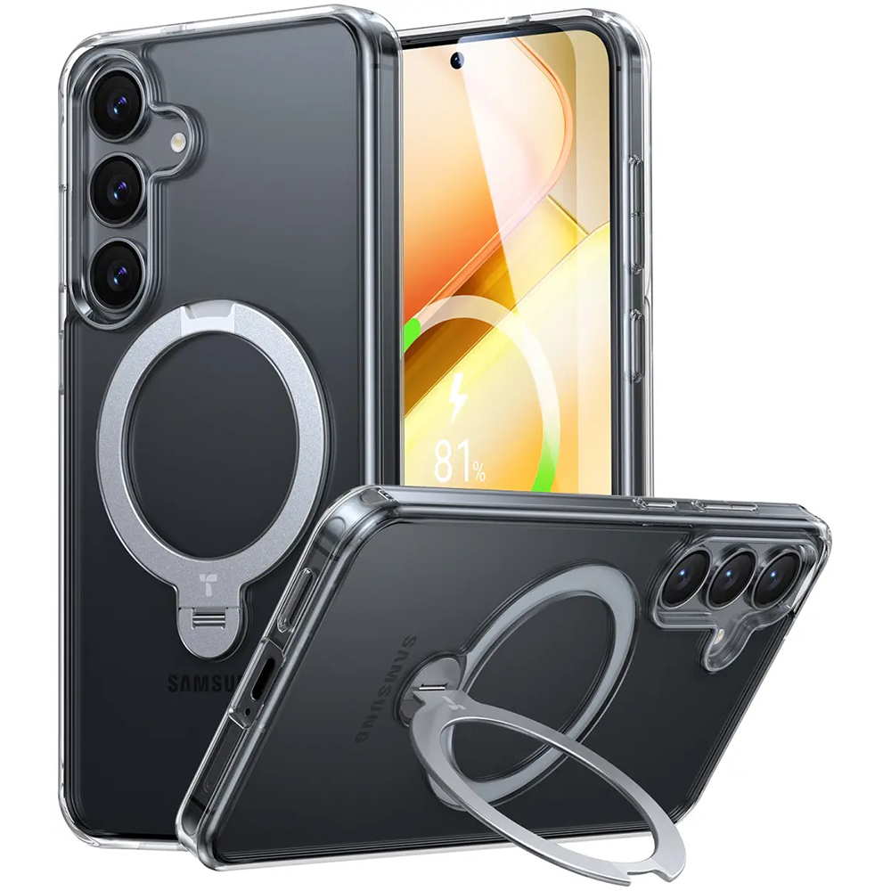 Torras Ostand Spin MagSafe Series Samsung Galaxy S25 Plus průhledný
