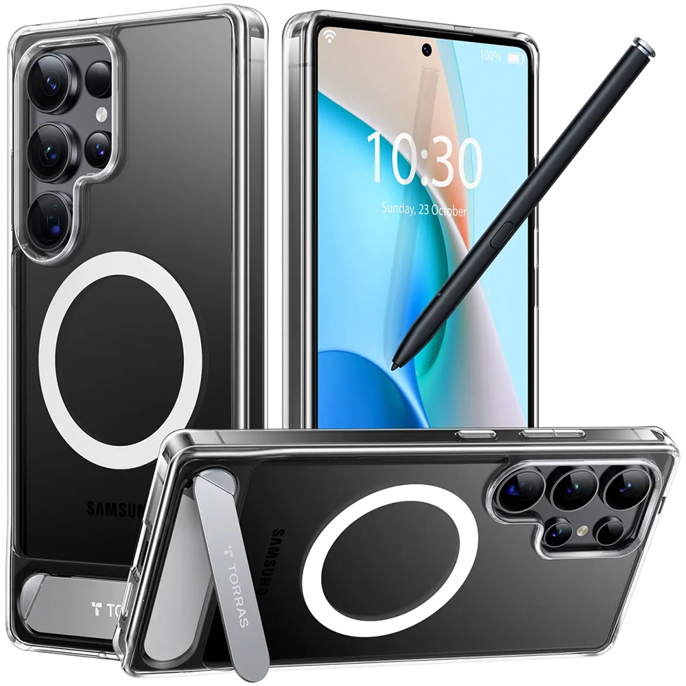 Levně Torras Pstand MagSafe pro Samsung Galaxy S25 Ultra průhledný