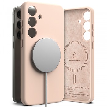 Ringke Silicone Magnetic MagSafe pro Samsung Galaxy S25 Plus růžový písek