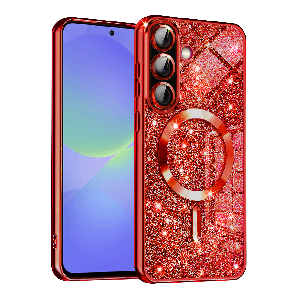 Levně Techsuit Luxury Glitter MagSafe pro Samsung Galaxy A36 5G A56 5G červená