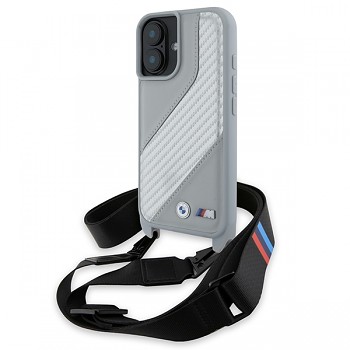 BMW - kožené pouzdro M Edition Carbon Stripe & Strap iPhone 16 černé