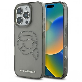 Karl Lagerfeld IML Rhinestones iPhone 16 Pro Max Karl Head černá
