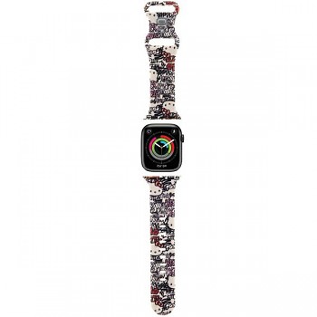 Hello Kitty Strap Silicone Tags Graffiti Apple Watch 38/40/41/42mm béžová
