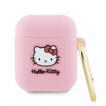 Hello Kitty Silicone 3D Kitty Head pro Apple AirPods 1/2 růžová