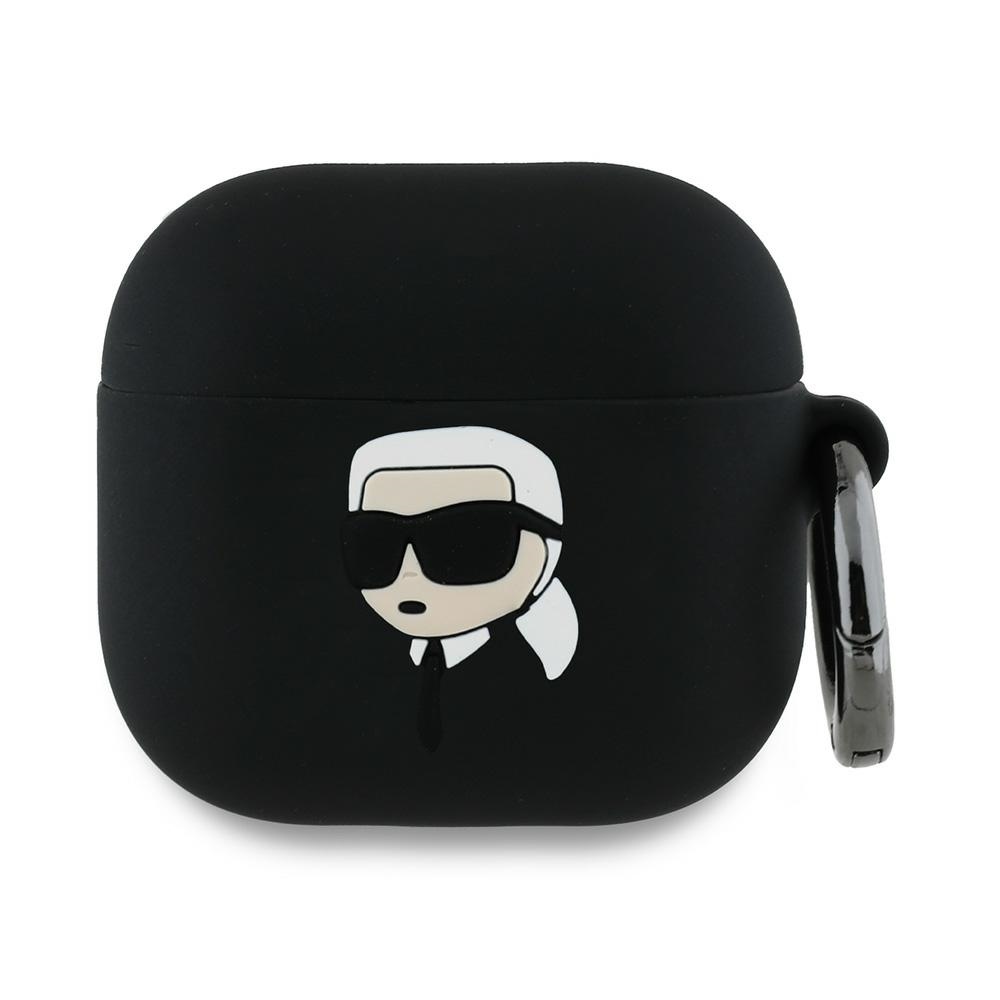 Levně Karl Lagerfeld Silicone Karl Head 3D pouzdro pro Apple AirPods 4 černé