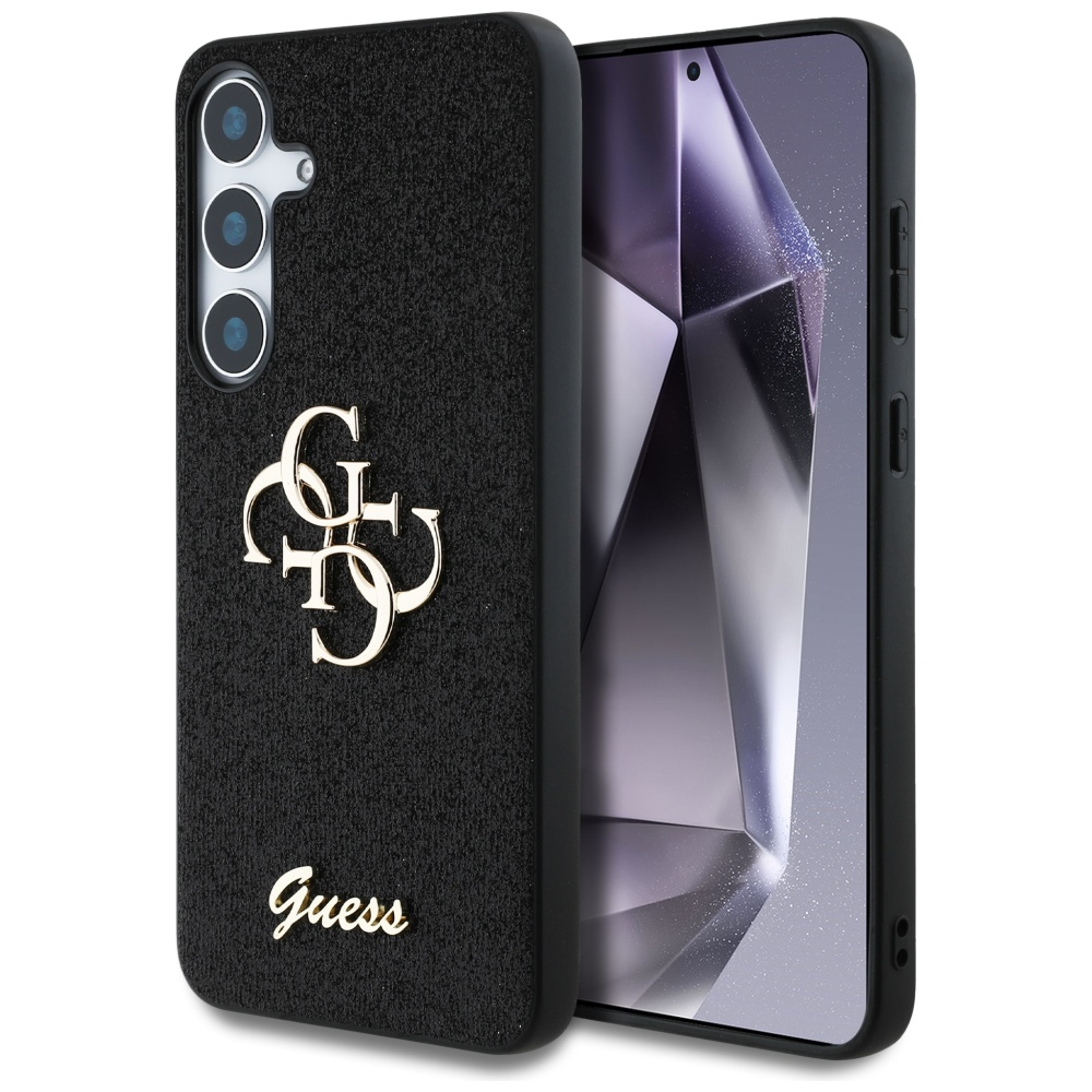 Levně Guess Glitter Script Big 4G Logo GUHCS25SHG4SGK Samsung Galaxy S25 černá
