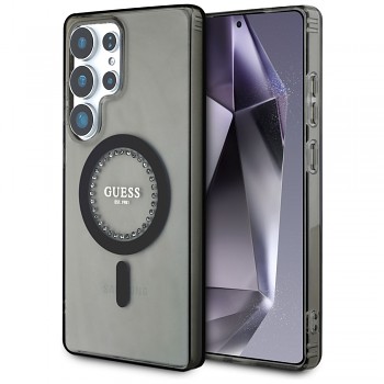Guess IML Rhinestones MagSafe GUHMS25LPFTDTEK pro Samsung Galaxy S25 Ultra černá
