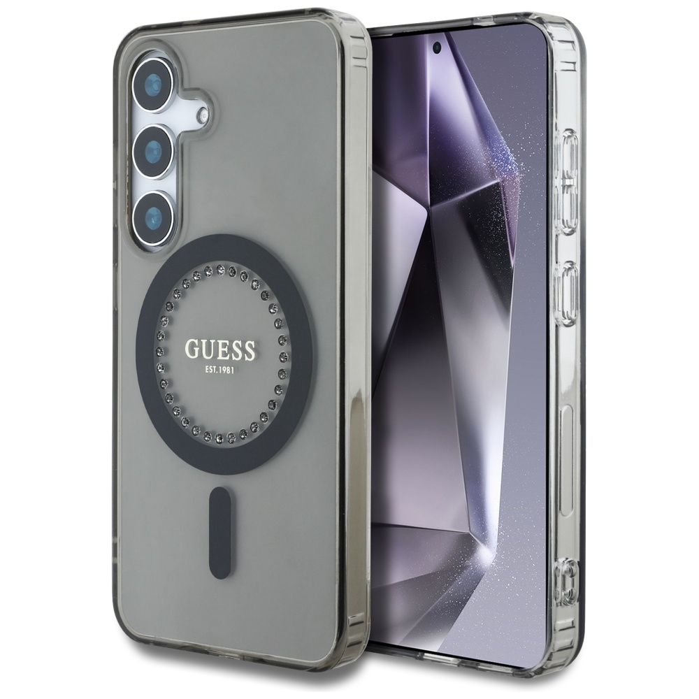 Levně Guess IML Rhinestones MagSafe GUHMS25SPFTDTEK pro Samsung Galaxy S25 černá