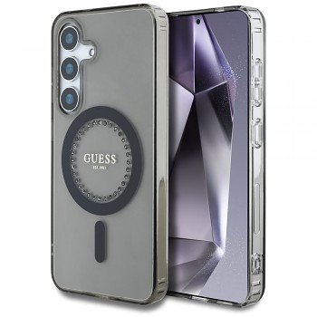 Guess IML Rhinestones MagSafe GUHMS25SPFTDTEK pro Samsung Galaxy S25 černá
