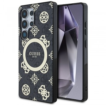 Guess IML Peony On 4G Background MagSafe pro Samsung Galaxy S25 Ultra černá