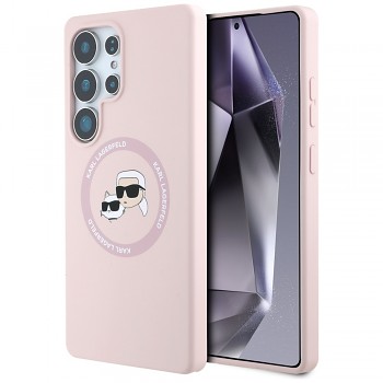 Karl Lagerfeld Silicone Double Heads MagSafe Samsung Galaxy S25 Ultra růžová