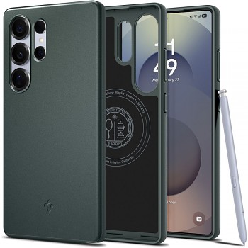 Pouzdro Spigen Thin Fit MagSafe pro Samsung Galaxy S25 Ultra v zelené Abyss