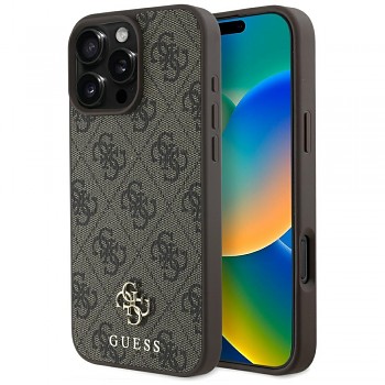 Guess 4G Small and Classic Logo MagSafe iPhone 16 Pro Hnědá