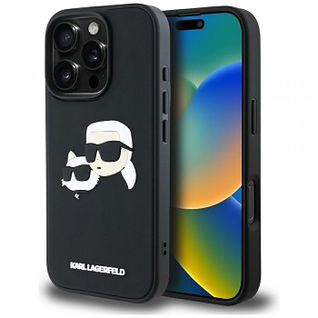 Karl Lagerfeld 3D Design iPhone 16 Pro Max černý Rubber Karl&Choupette