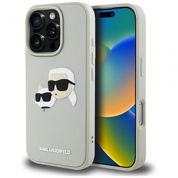 Karl Lagerfeld 3D Design iPhone 16 Pro Max béžový gumový Karl&Choupette